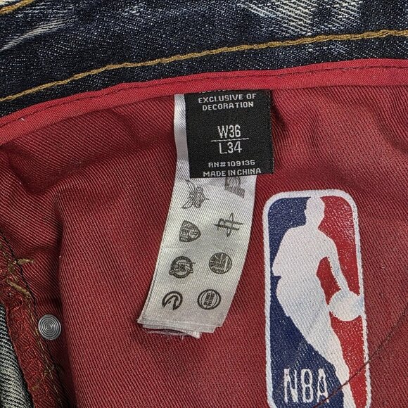 Golden State Warriors Jeans Mens W36 L34 NBA Basketball Heritage UNK Distressed - Picture 13 of 16